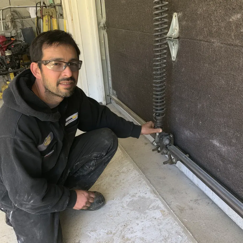 Local Franklin garage door technician on a residential drive